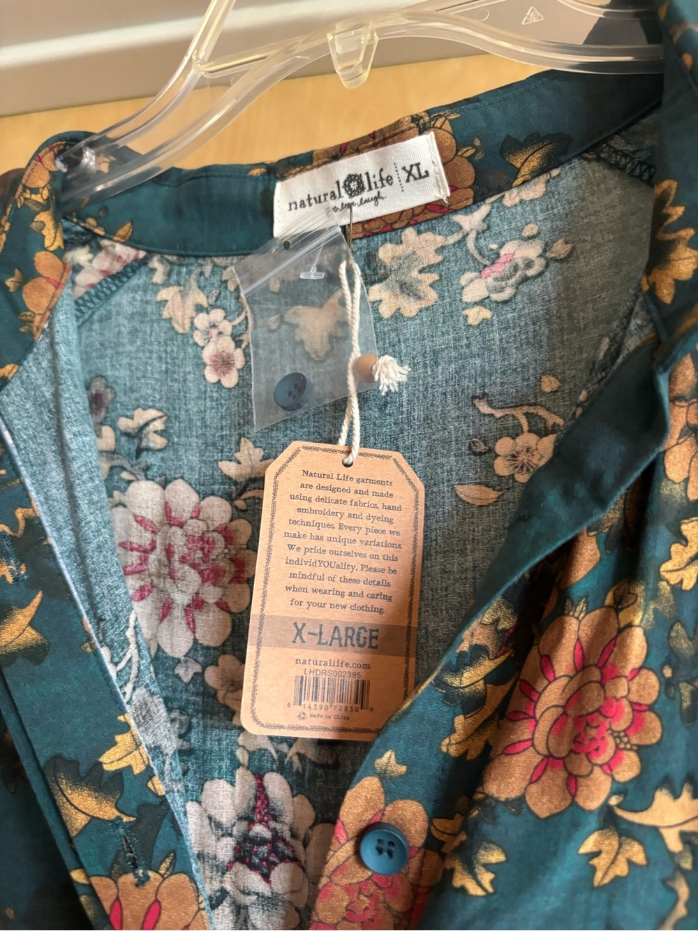 NWT Natural Life Berkley Teal Floral Tiered Maxi Shirtdress, Size XL - Picture 2 of 3